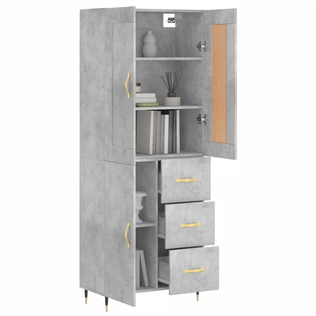 Credenza-Buffet-Armadio da cucina Grigio Cemento 69,5x34x180 cm in Legno Multistrato 596937