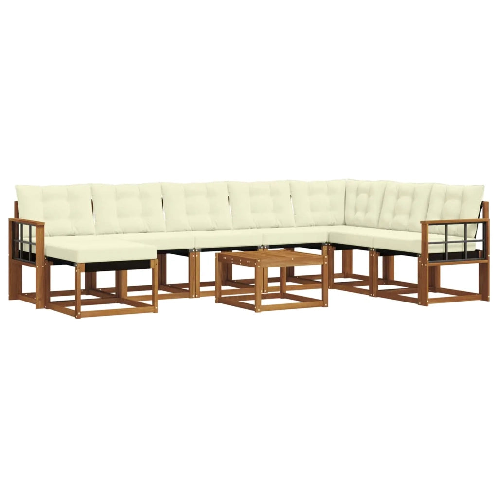 Set di divani da esterno con cuscino 9 pcs Naturale e Crema