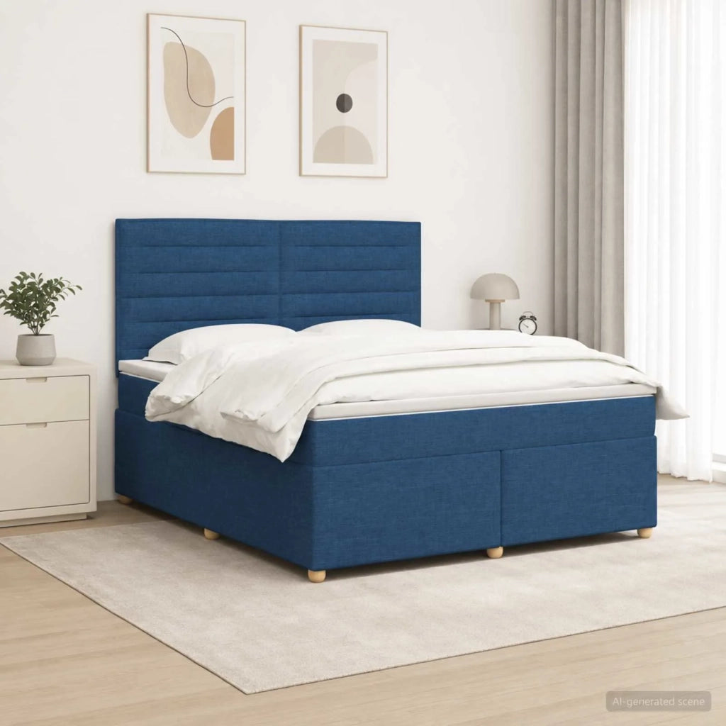 Letto box spring con materasso Blu 180 x 200 cm Tessuto 3455405