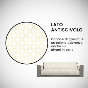 Copridivano con Copri Braccioli Seduta 125 cm in Poliestere e Cotone Panna