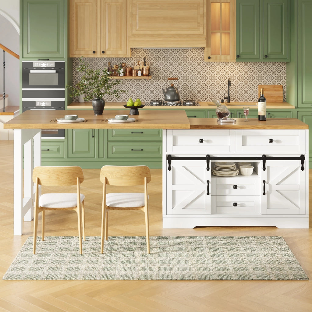 TAVOLO isola cucina 2 in 1 120-197 cm MDF bianco