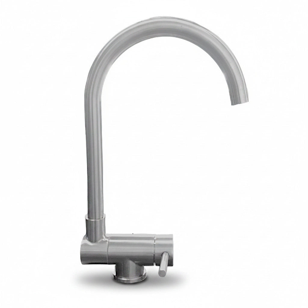 Rubinetto miscelatore per cucina abbattibile sottofinestra acciaio inox satinato/opaco