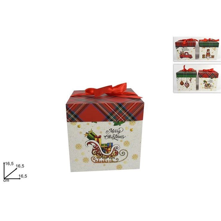 Scatola regalo natale c/decoro fantasia prezzo caduno