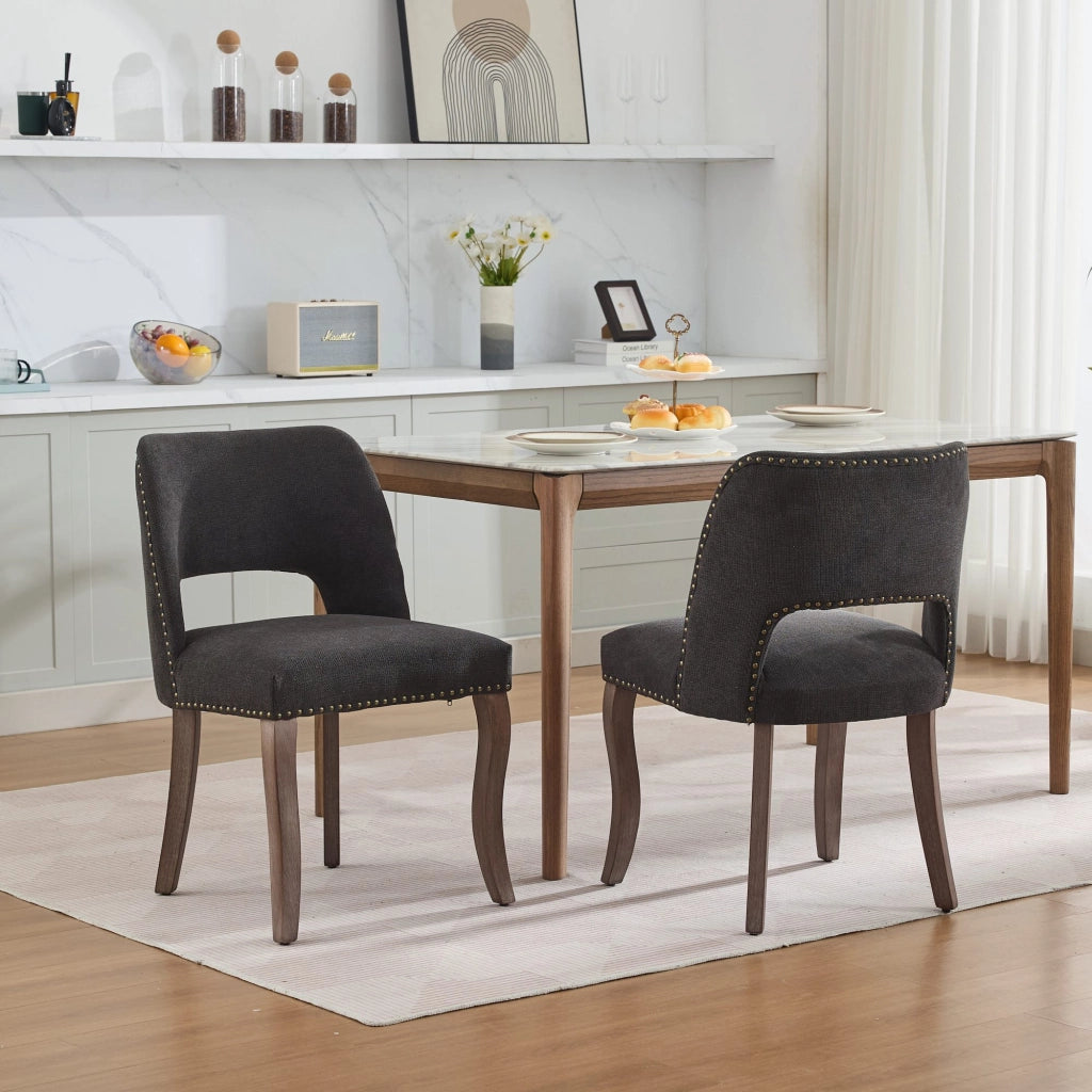 Set 2 Sedie da Pranzo in Legno ¨C Xylo ¨C Tessuto Imbottito, Nero, Stile Moderno