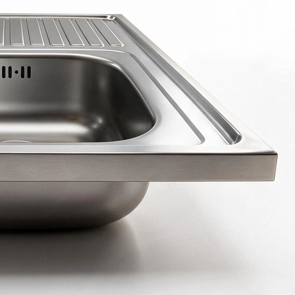 Lavello appoggio acciaio inox 80x50 cm una vasca e gocciolatoio destro SA216