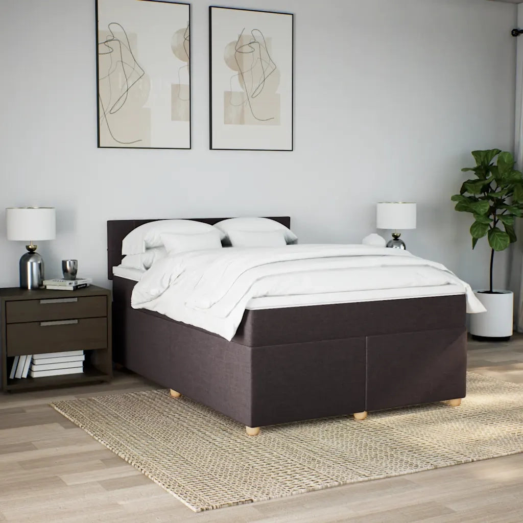 Giroletto a Molle con Materasso Marrone Scuro 160x200cm Tessuto 3289034