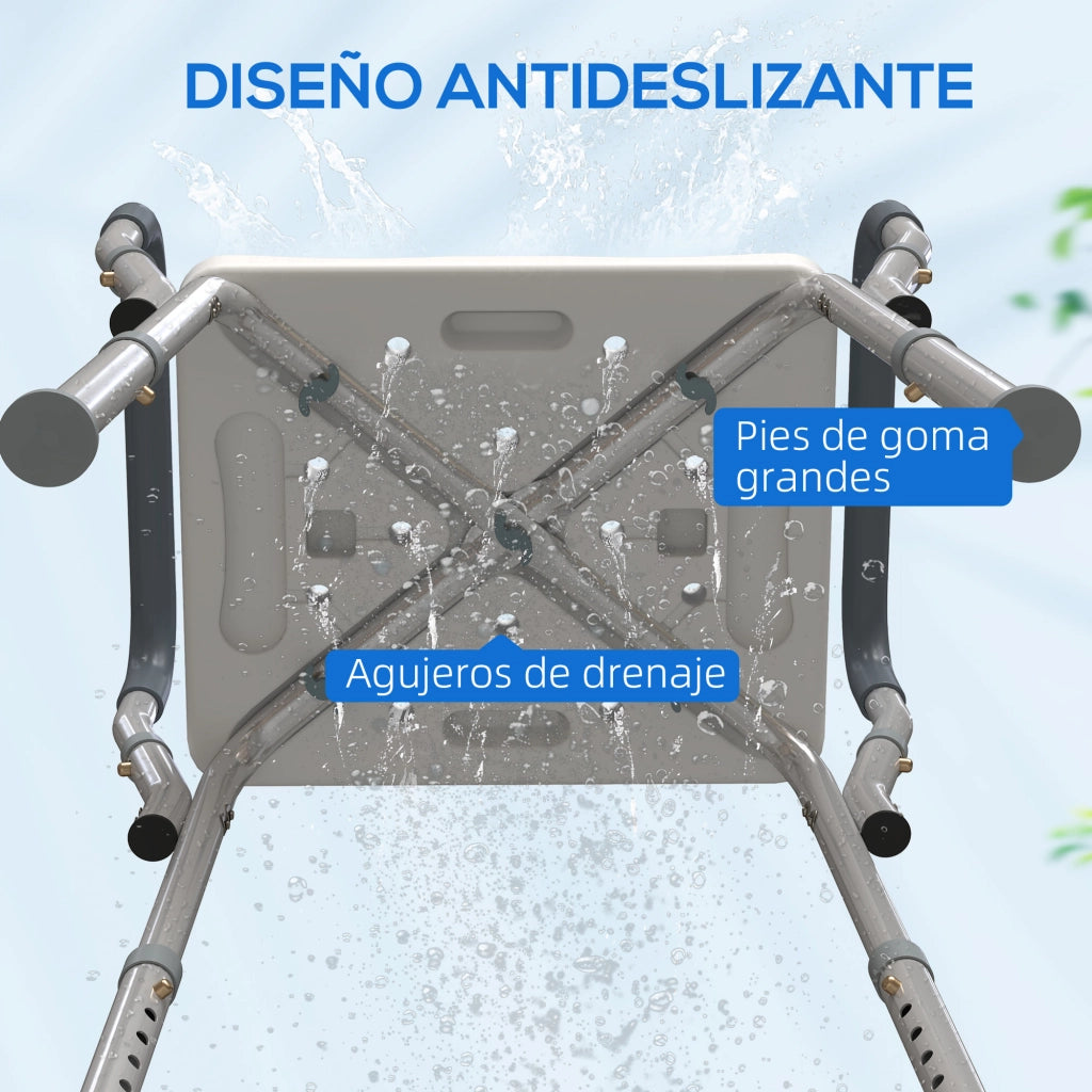 Sgabello da doccia regolabile per anziani ¨C zephmum ¨C 52x45x69 cm bianco e azzurro
