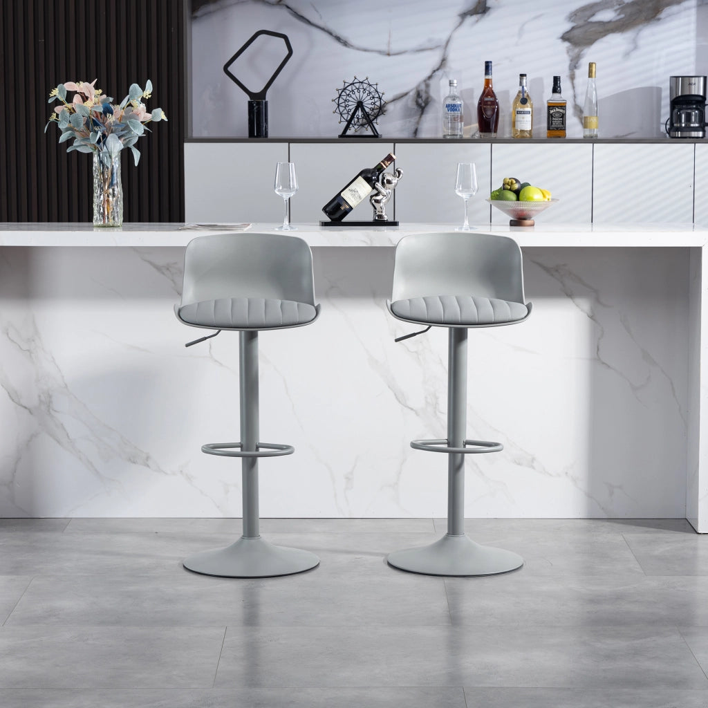 SGABELLO BAR Girevole 360° Regolabile in Altezza Grigio Metallo e Imbottito