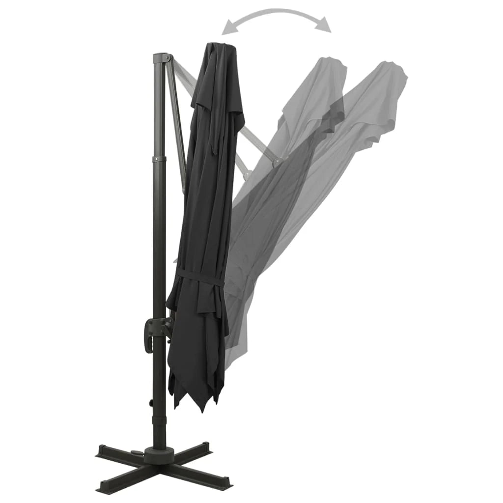 Ombrellone a braccio con doppia copertura 300 x 300 cm nero 02_0008558