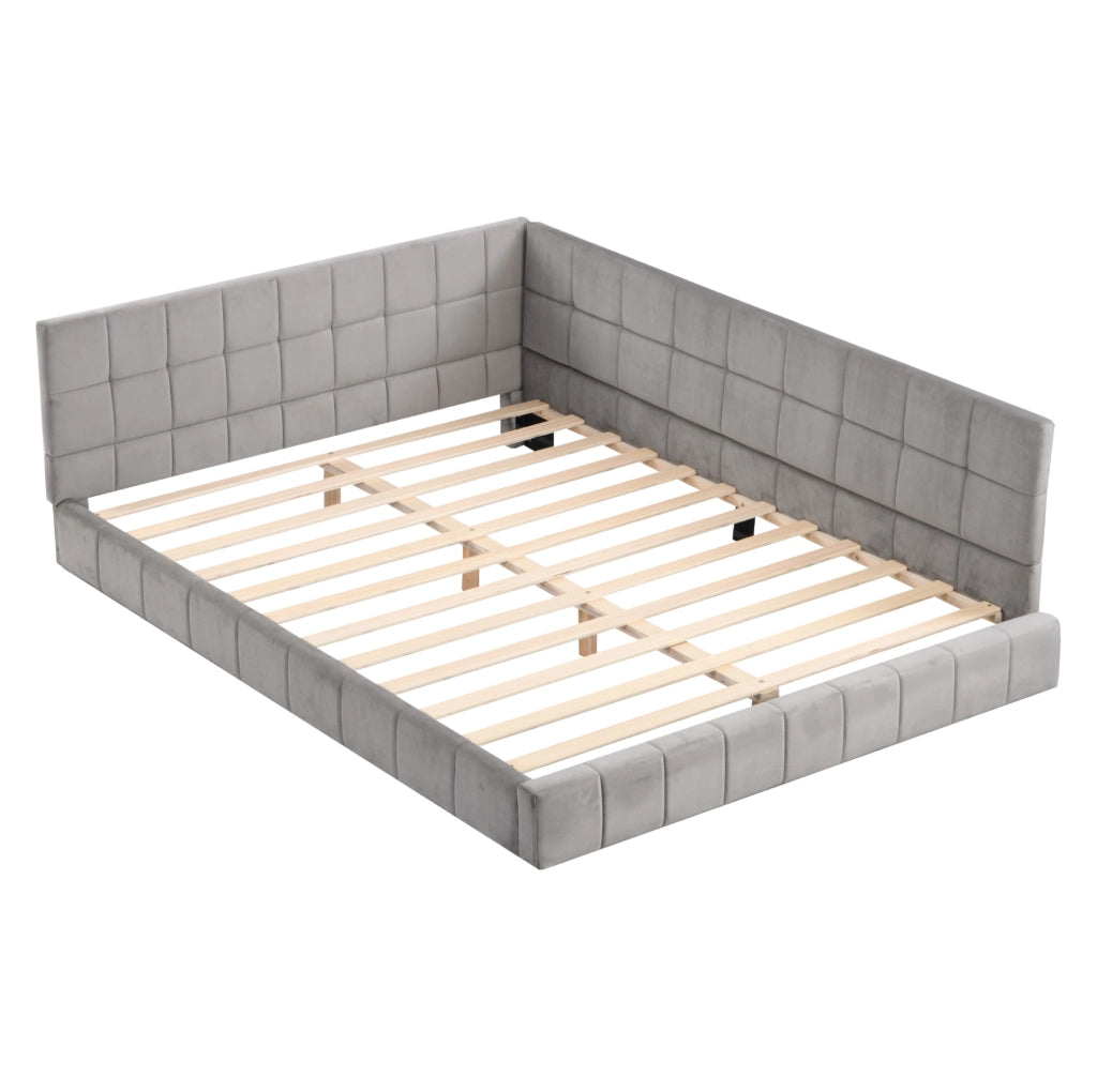 Divano letto 140x200 cm; stile classico; tessuto; grigio (Senza materasso)