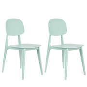 Set di 2 sedie da giardino verde menta in polipropilene leggero e resistente alle intemperie in plastica per interni e per esterni.