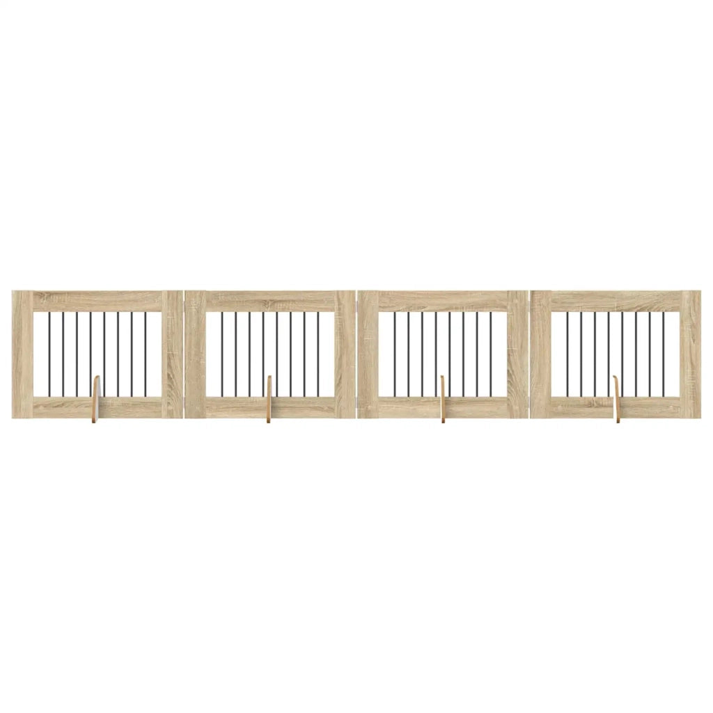 Cancello per cani con supporti 4 pcs Rovere Sonoma 80 x 60 cm 892134