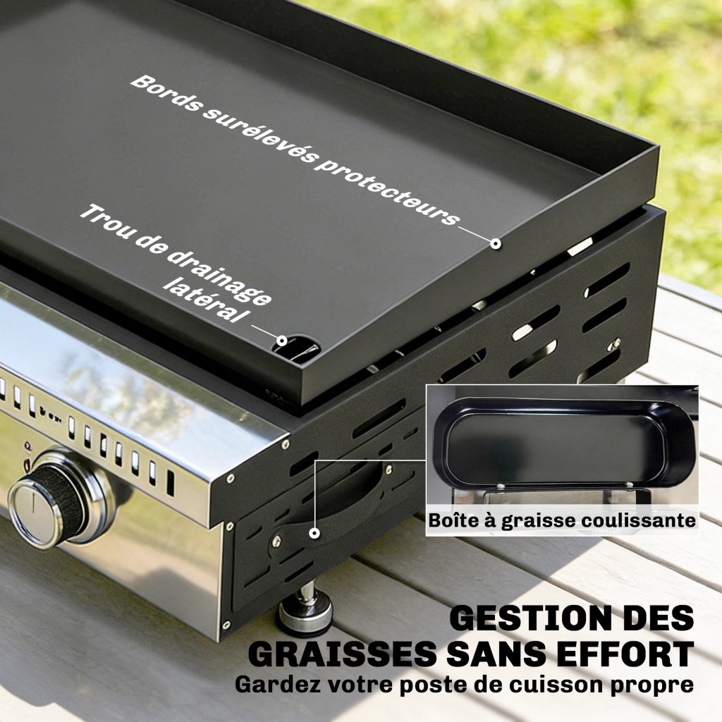 Piano cottura a gas 3 fuochi ¨C Minimal ¨C acciaio inox nero 56.5x33 cm
