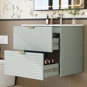 Sottolavabo Sospeso con Lavabo Integrato ¨C MINIMAL ¨C 2 Cassetti, Verde Menta, 61x46x57