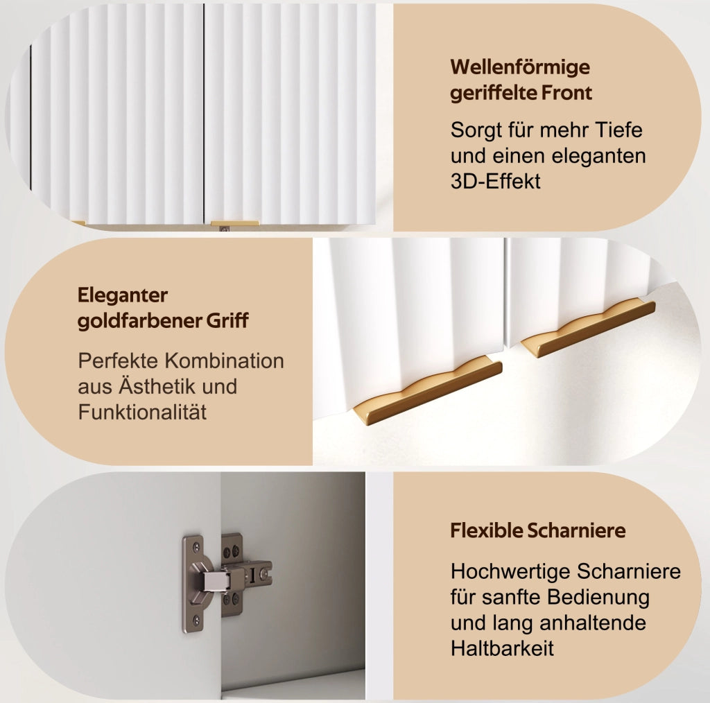 Pensile da parete bianco a 3 ante in MDF, 90×29×60 cm