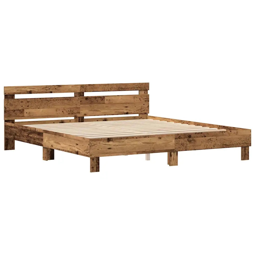 Struttura del letto con led Legno vecchio 200 x 200 cm 3333933