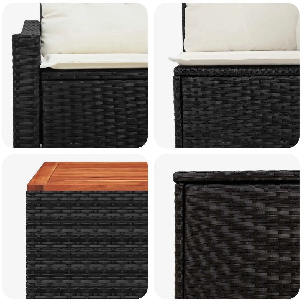 Set di divani 6 pz Nero e Bianco Crema 3447287