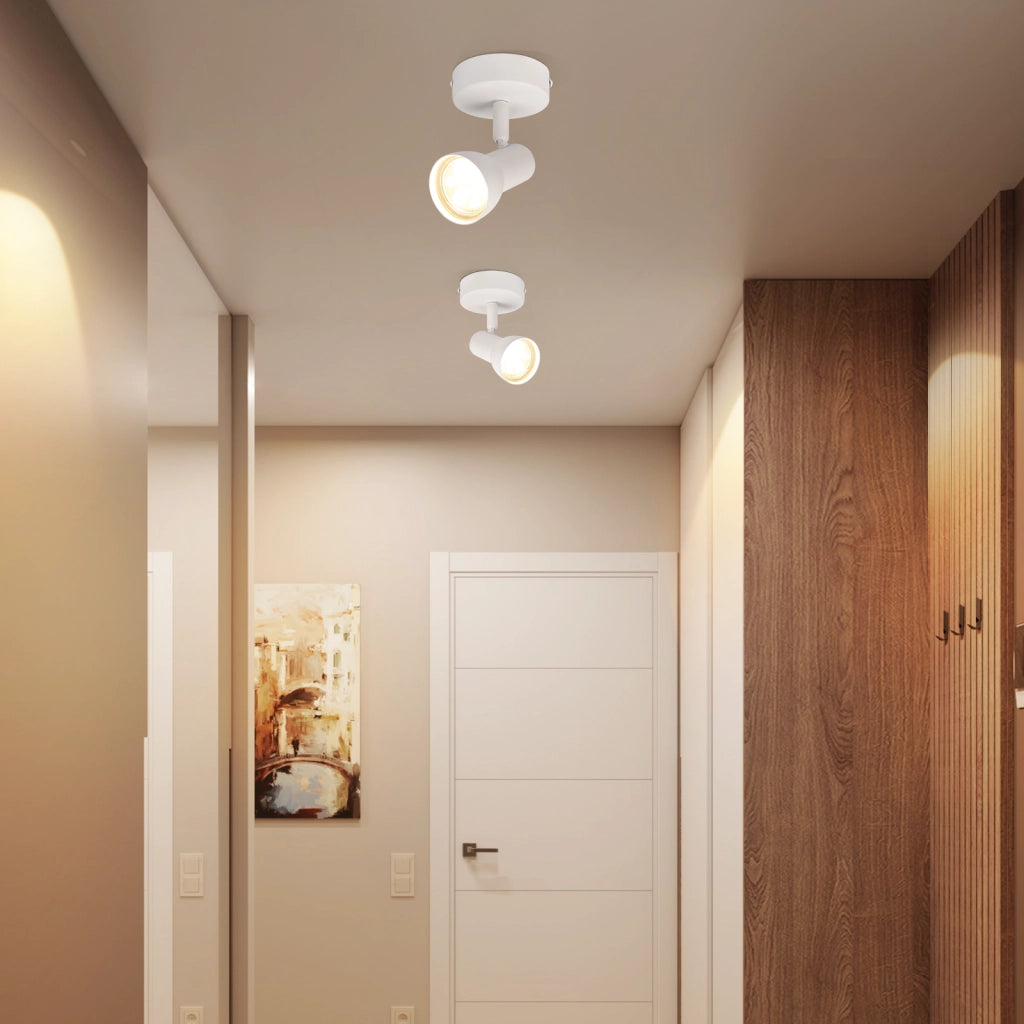 ZMH Faretto da soffitto GU10 bianco Faretto in metallo orientabile a 350° Design moderno (senza lampadina)