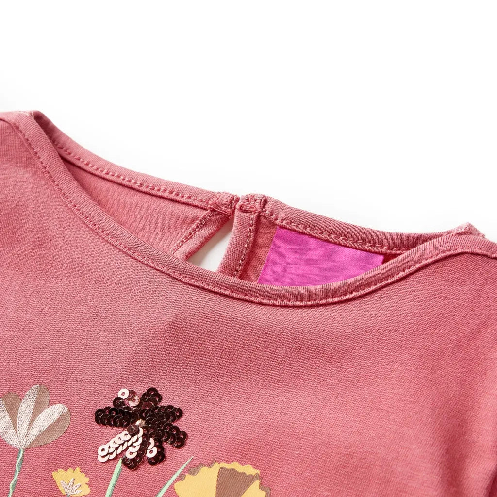 Maglietta da Bambina a Maniche Lunghe Rosa Antico 92 13609