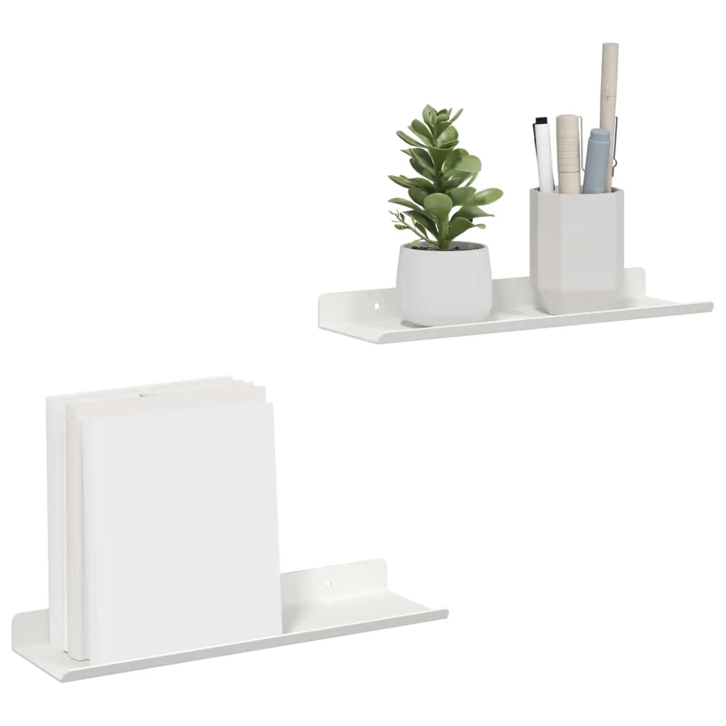 Mensola sospesa 2 pcs Bianco 30 x 9 x 2,5 cm Acciaio