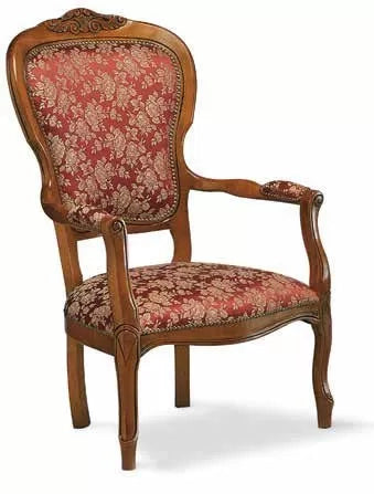 Poltrona imbottita in legno massello intagliata con fregi - Mobili 2G