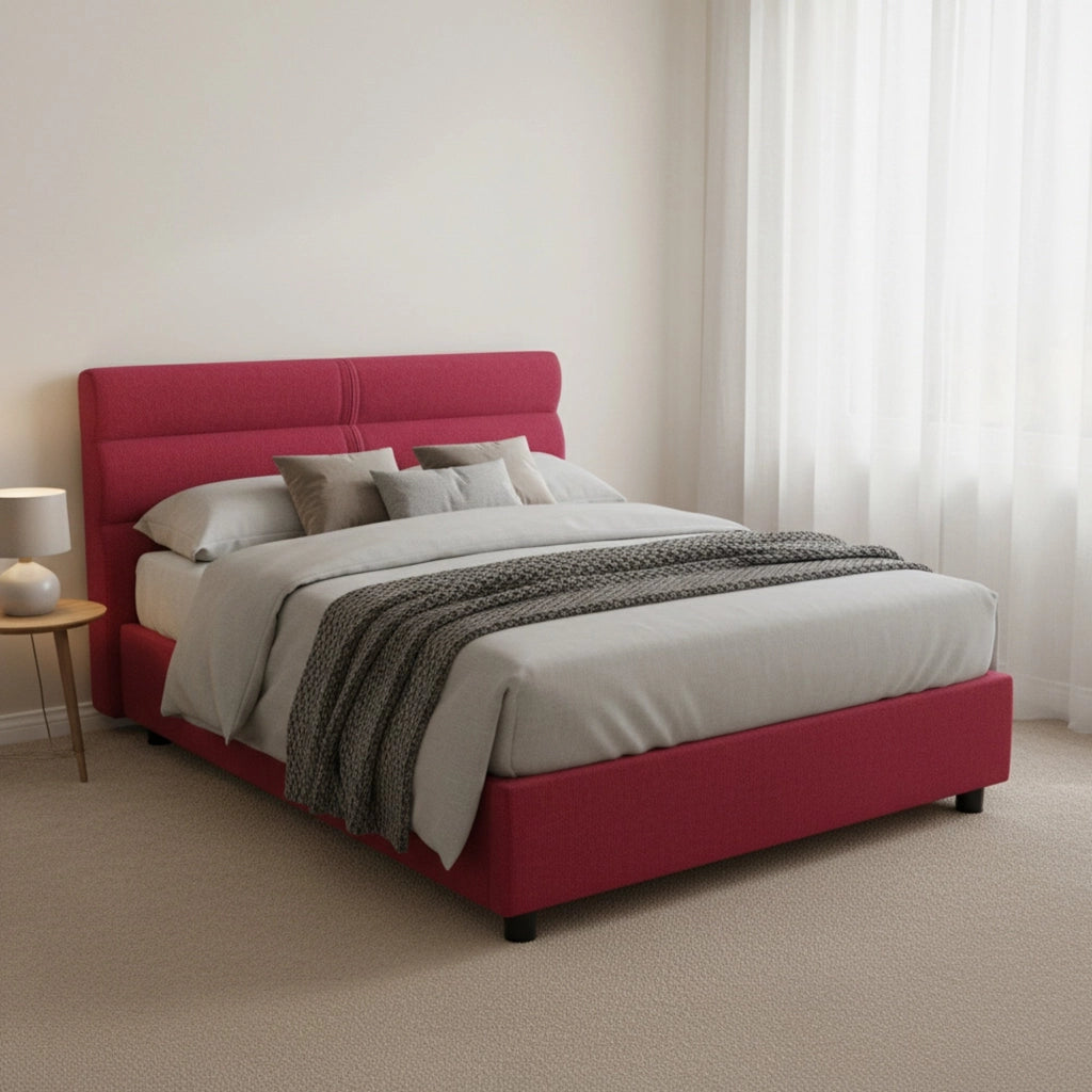 Briosco, Letto Piazza e Mezza Materasso Incluso Made in Italy, Rosso