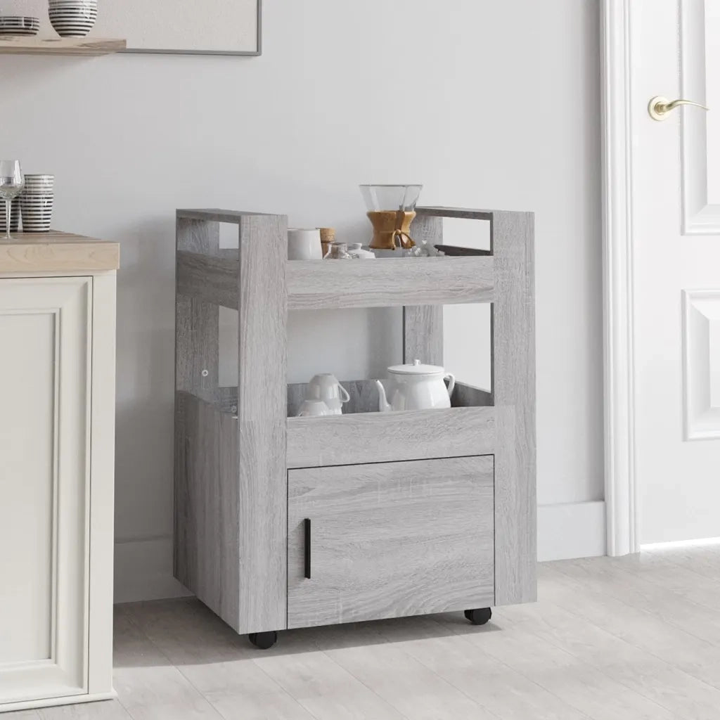 Carrello da Cucina-Scaffale per Cucina Grigio Sonoma 60x45x80 cm Legno Multistrato