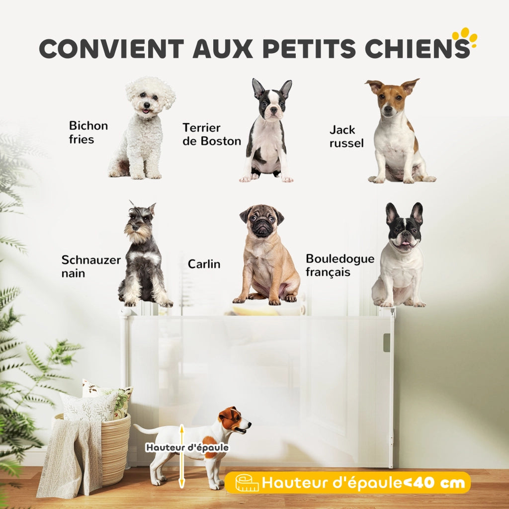 Cancelletto estensibile per cani ¨C Xylo ¨C Larghezza 149 cm bianco con blocco automatico