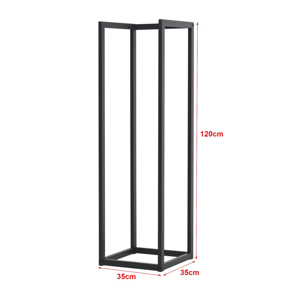 Portalegna per uso interno/esterno portalegna di design supporto per legna da ardere acciaio 35 x 35 x 120 cm nero 03_0006291