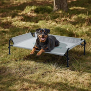 Honden Letto Esterno, Letto Elevato per Cani, Letto per Cani per Esterno, Riscaldato, Lavabile e Duraturo con Buona Circolazione dell'Aria, Grigio, L, 124,5 x 77,7 x 31 cm