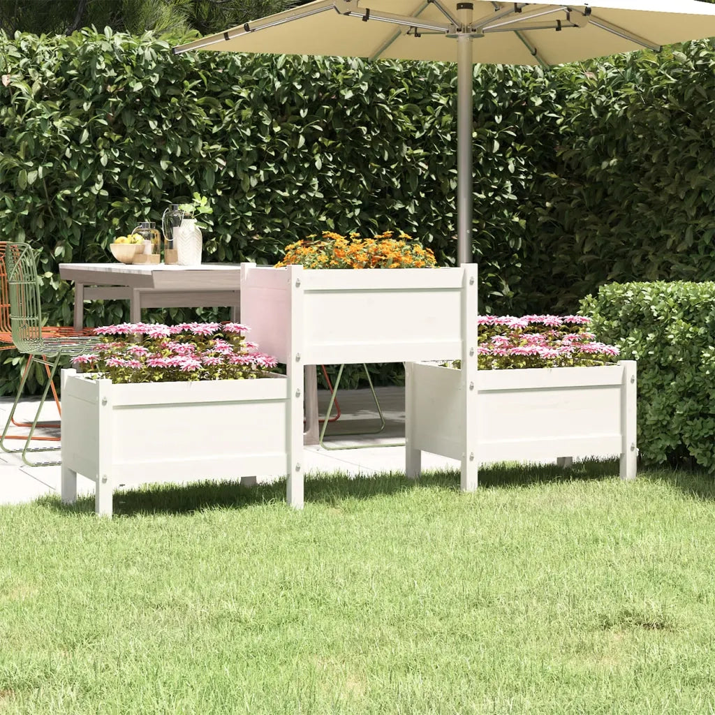 Fioriera | Cassetta per fiori | Vaso Bianca 178,5x44x75 cm in Legno Massello di Pino