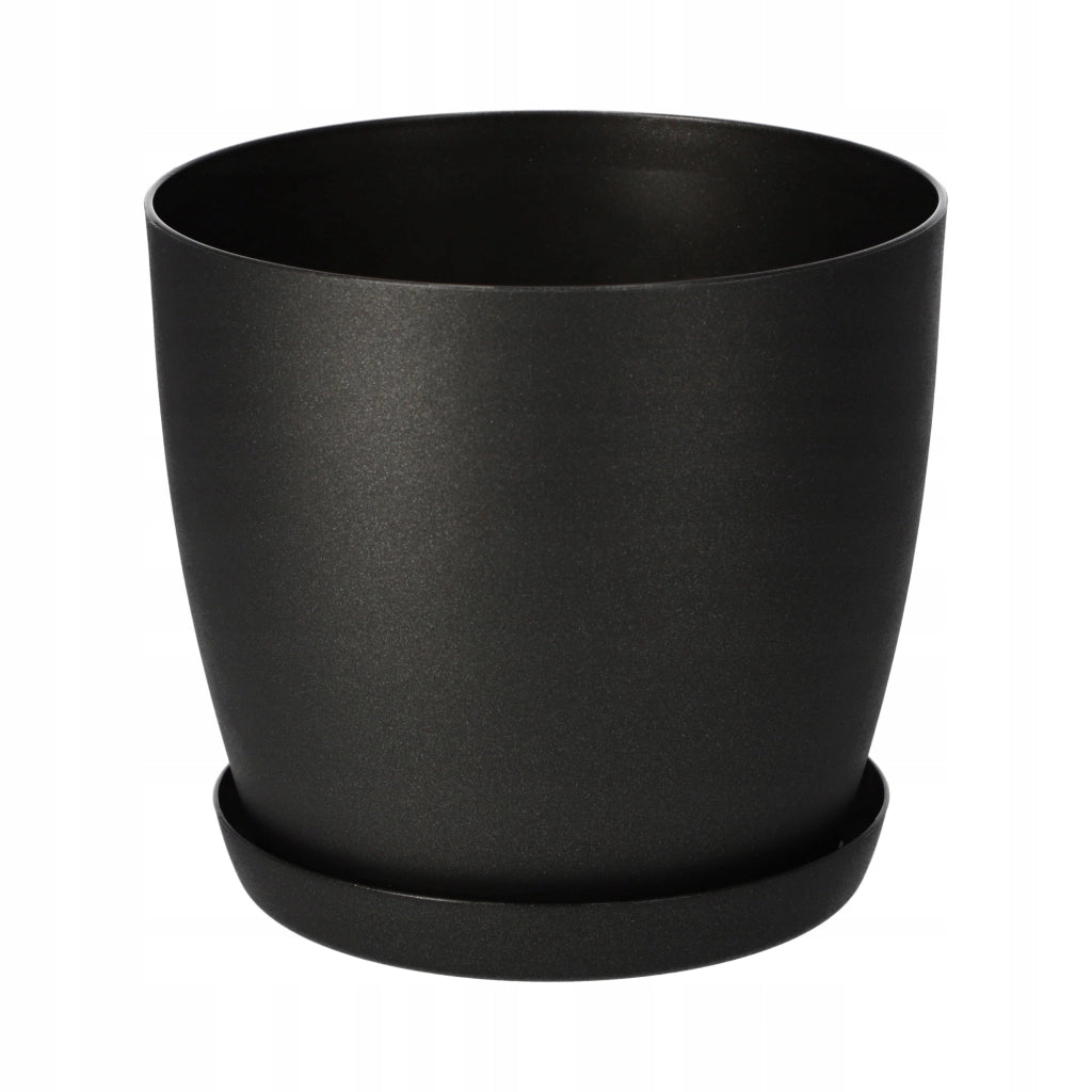 Vaso da fiori KADAX con sottovaso, vaso in plastica da 30 cm, coperchio, fiori, grafite opaca