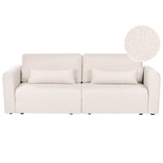 Divano letto a 3 posti beige bouclé imbottito con funzione letto cuscini aggiuntivi pieghevole