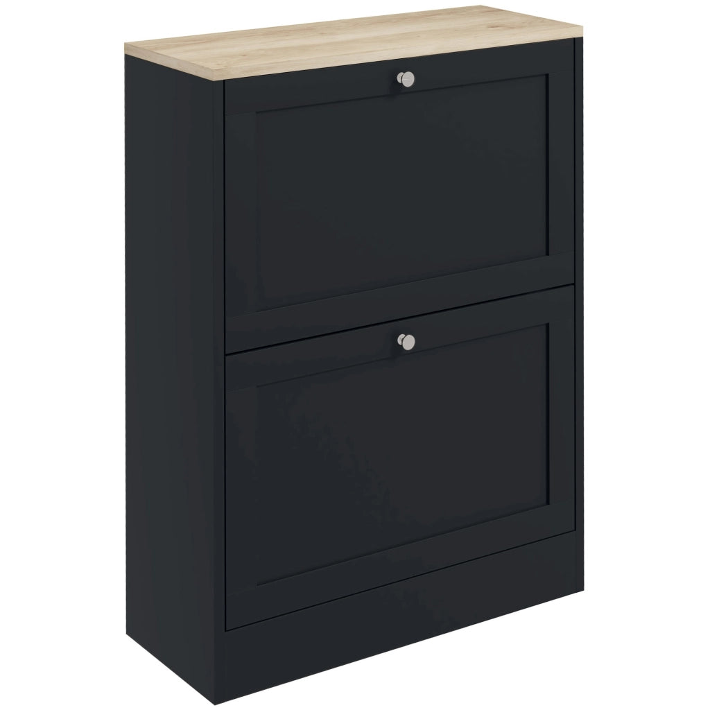 Scarpiera con 2 Cassetti e Ripiani Regolabili ¨C Xylo ¨C 60x23.5x80 cm, Nero