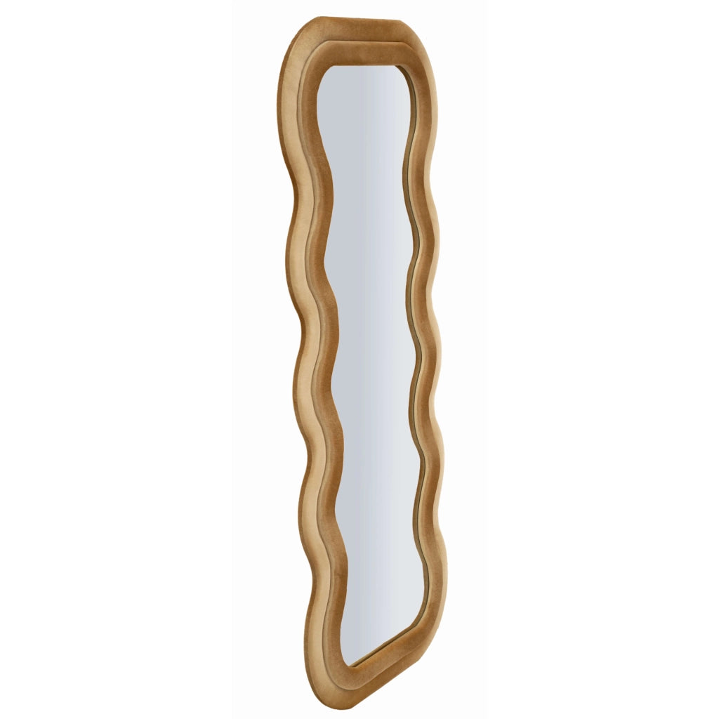 Allen, Specchio Cornice Ondulata Effetto Velluto, 60x160h cm oro