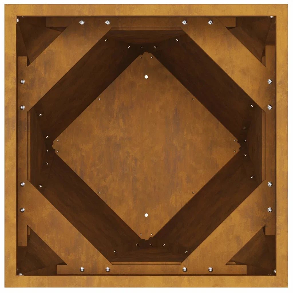 Fioriera moderna da esterno 40 x 40 x 75 cm con base integrata e design elegante in acciaio arrugginito 02_0053032