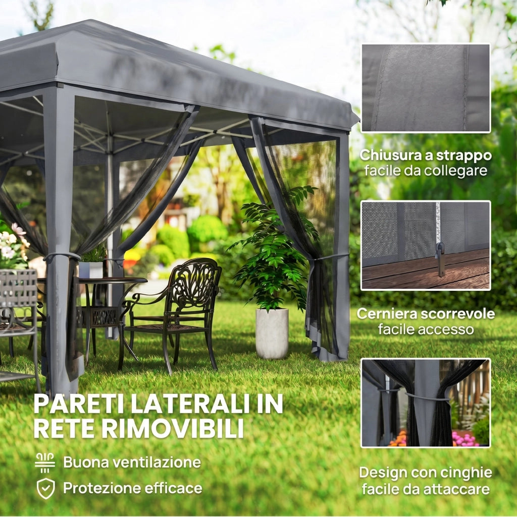 Gazebo da Giardino Pieghevole ¨C Zephmum ¨C Grigio Acciaio Poliestere 6x3 m