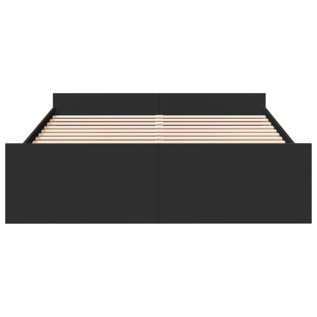 Giroletto con Cassetti Nero 150x200 cm in Legno Multistrato