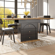 TAVOLO Allungabile 110-140x80 cm MDF Nero/Naturale