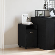 Armadio laterale  con ruote in rovere nero 33x38x60 cm in legno ingegnerizzato