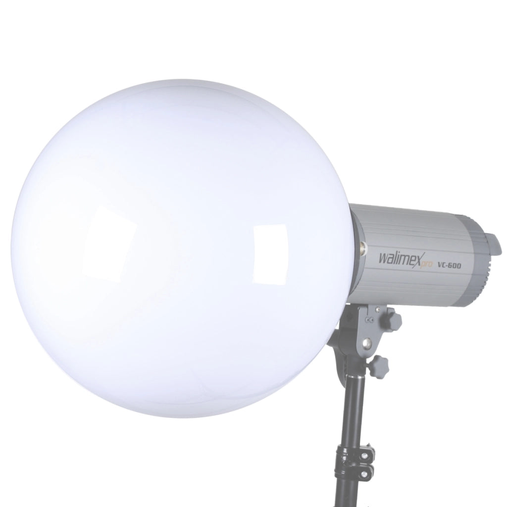 Sfera diffusore Ø 40 cm con attacco universale, produce una luce morbida e soffusa, compatibile con molti flash, sagomatore di luce ideale per ritratti e fotografia in interni