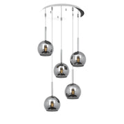 Lampadario Contemporaneo Future Metallo Cromo Vetro 5 Luci E27