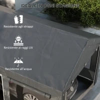 Gazebo per Auto e Feste con Altezza Regolabile, 4 Porte e 4 Finestre, 6x3m Grigio Scuro