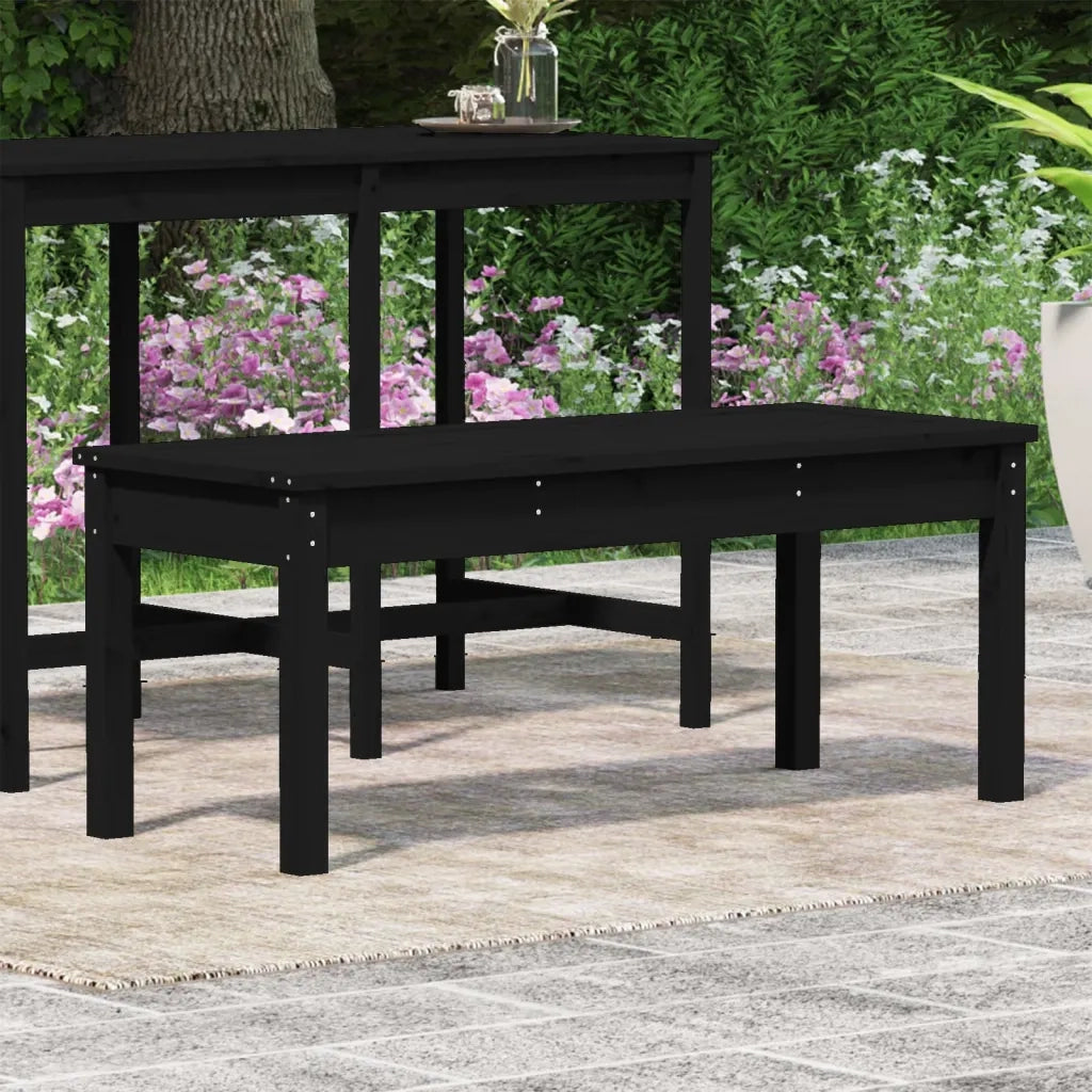 Panca da Giardino Nera 109x44x45 cm Legno Massello di Pinocod mxl 105889