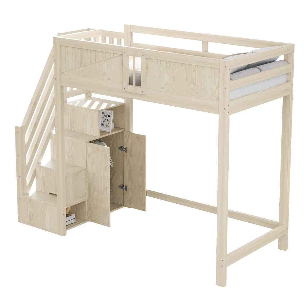 letto a castello legno colore legno naturale 97 x 252.5 cm