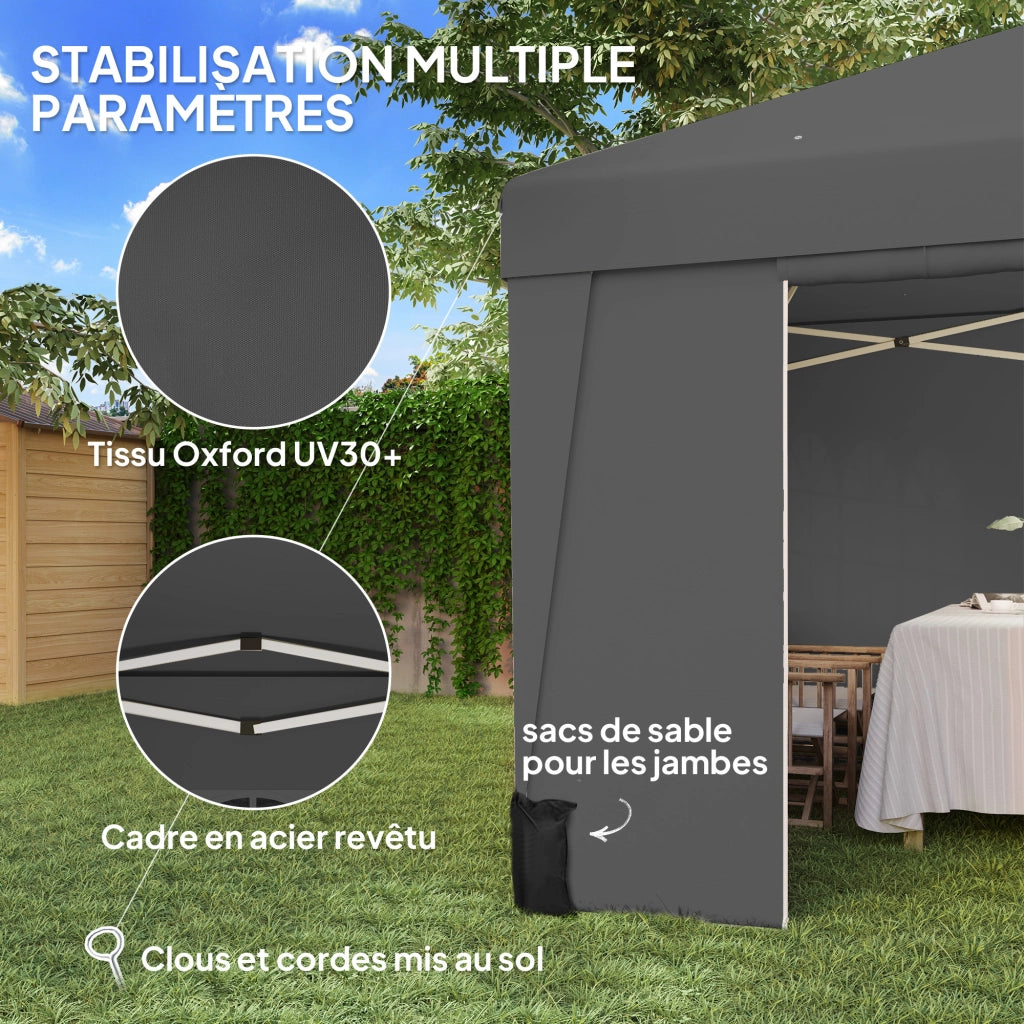 Tonnelle da Giardino Pieghevole 3x3x2,75 m ¨C Minimal ¨C Grigio Antracite con Finestre e Pareti