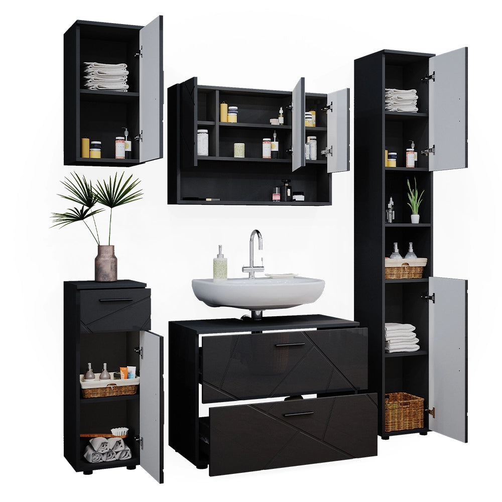 Vicco Set mobili bagno Antracite lucido 5 parti