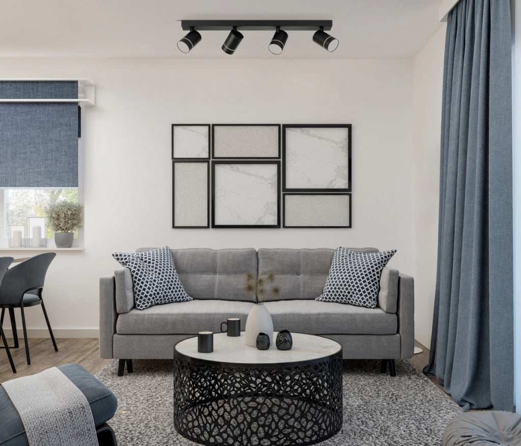 Faretto soffitto quadruplo moderno nero orientabile LED 20W Selma