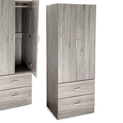 ERMES ARMADIO IN LEGNO CON 2 ANTE E CASSETTI ROVERE GRIGIO 60 X 42 X 180 CM