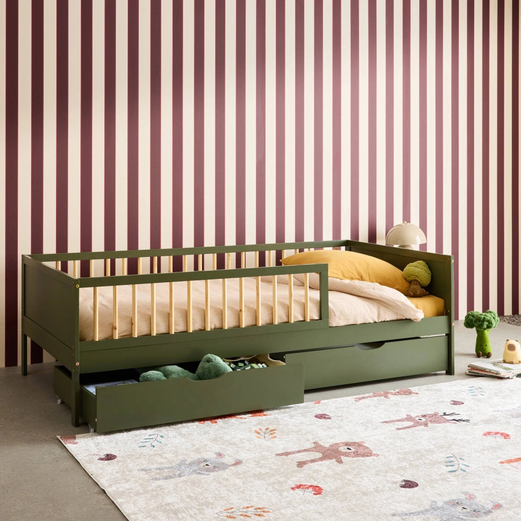 Letto nido per bambini 190cm in pino naturale con rete a doghe e